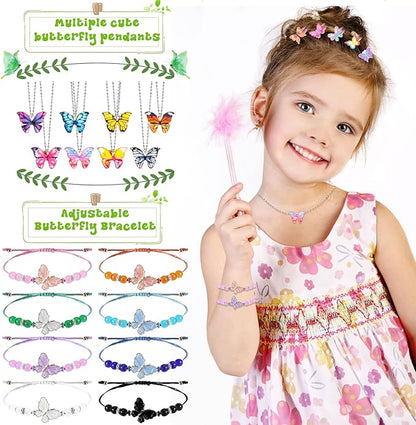 Ecally 171 Pcs Butterfly Party Favors for Girls Butterfly Keychain Hairpins Stickers Bracelet Ring Necklace Tattoo Straws Plastic Cups with Dome Lids Tag for Kids Butterfly Birthday Party Supplies