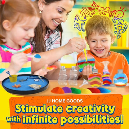 JJ CARE Colored Sand, 11 lbs. [10 Bottles] Craft Sand Art Kit for Kids 3 Years Above, Non-Toxic Color Sand Art Bulk, UV Stable Colorful Sand for Crafts, Wedding & Decorations, Kids Art Sand