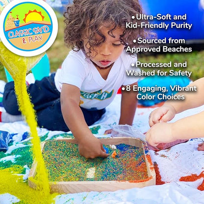 Classic Sand and Play Rainbow Colored Play Sand, 20 lb. Bag, Natural and Non-Toxic, Fun Wet and Dry Indoor and Outdoor, Sandbox, Therapy, and Table Use, Building, Stimulate Sensory Needs
