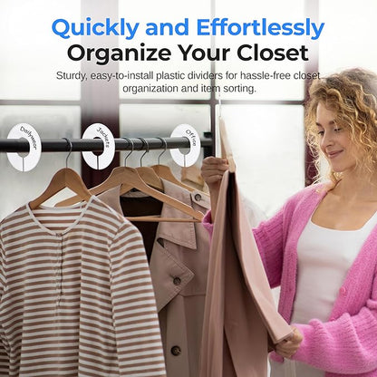 SereneLifeHome 10 Pieces White Plastic Round Hangers - Clothing Rack Size Dividers Closet Organizer/Dividers for Clothing Rack. All White with 1 Bonus Non-Washable Black Marker Pen - SLHASPLT34