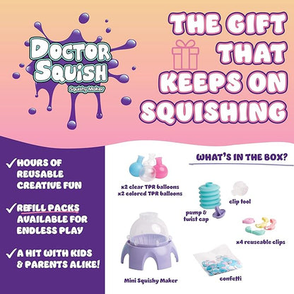 Doctor Squish Mini Squishy Maker | DIY Squishy Making Kit for Kids Ages 5 & Up | Make Your Own Squishies with TPR Balloons | Easy Maker Toy