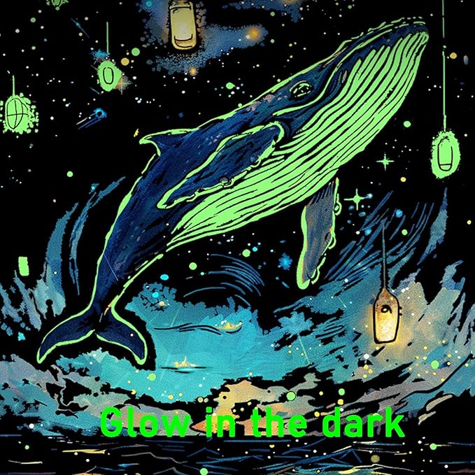 Georgie Porgy Scratch Paper Art Set for Kids Adults Magic Rainbow Painting Boards for DIY Arts and Crafts Kits Christmas Birthday Gift with Scratching Tools Kit (Glow in The Dark Butterfly + Whale)