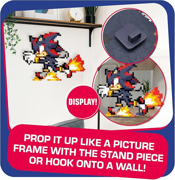 Jixelz Remix Sonic The Hedgehog Craft Kit - Running Shadow - No Heat or Glue Required - STEM Building Toys - Pixel Art for Bedroom or College Dorm Room Decor - 700+ Pieces - Ages 8 Years and Up
