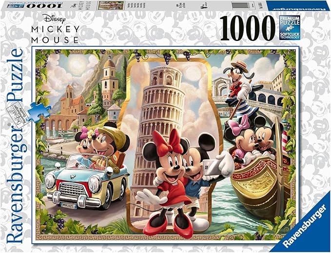 Ravensburger Disney Vacation Mickey and Minnie - 1000 Piece Jigsaw Puzzle for Kids and Adults | Unique Piece Design | Anti-Glare Surface | Ideal for Brain Game | Perfect Christmas Toy Gift