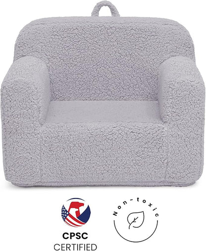 Delta Children Cozee Sherpa Chair, Reading, Arm Rest|Cushion Availability, Grey