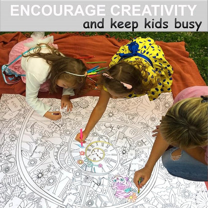 ALEX Art Giant Coloring Poster Alice in Wonderland - Extra Large Coloring Sheet - Super Huge Coloring Posters for Kids and Adults - Table Floor Big Coloring Page - Wall Size Jumbo Coloring Sheets