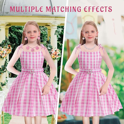 Girls Pink Costume Dress Movie Cosplay Dress Up Kids Outfits Halloween Birthday Party