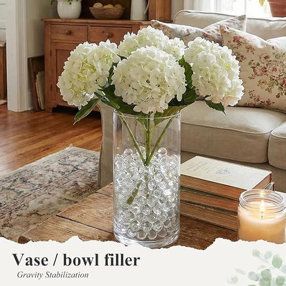 FUTUREPLUSX Clear Glass Marbles, 1LB Round Marble Beads Transparent Vase Fillers Decorative Glass Gem Pebbles for Decoration Collectibles Marble Games