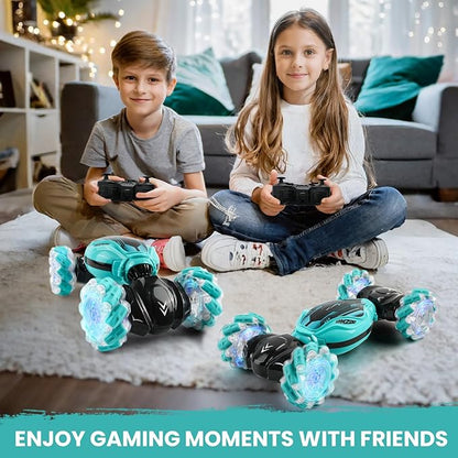 Gesture Sensing Stunt RC Car - Remote Control Gesture Sensor Toy Cars for 7 8 9 10 11 12 Year Boys 2.4GHz 4WD - Double Sided Rotating Off Road Vehicle Kids Birthday