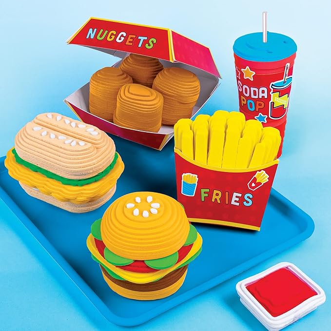 Fashion Angels Fast Food Sticker Stackers, Foam Sticker Stacking Set with 3D Modeling, Includes Play & Pretend Food Stackable Stickers, Craft Activity Kit for Kids