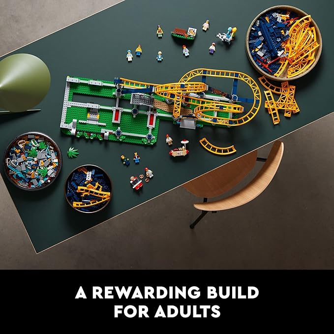 LEGO Icons Loop Coaster Set 10303, Model Building Kit for Adults, Amusement Park Funfair Track with Passenger Train, Great Gift Idea