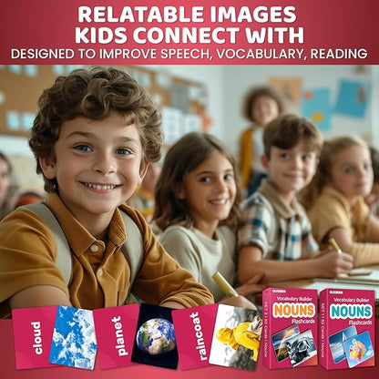 QUOKKA 104 Noun Flash Cards Set – Kids and Adults Vocabulary Builder for ABA Therapy, Early Childhood Education, and ESL Teaching – Picture Cards for Speech Therapy and Vocabulary Building Activities