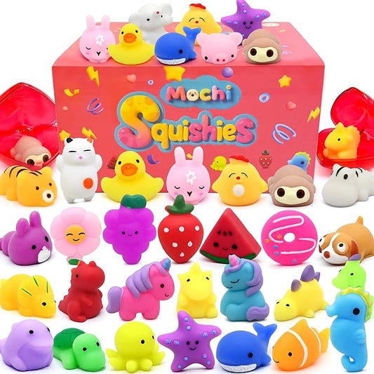 28 Pack Mochi Squishy Toys, Party Favors for Kids Ages 4-8-12, Mini Fidget Toys for Classroom, Birthday, Easter, Treasure Box Prizes, Goodie Bag Stuffers