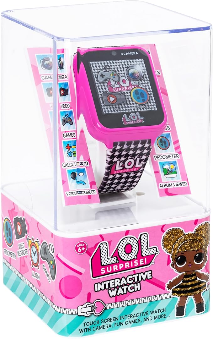 LOL Surprise Kids Smart Watch with Camera, Games, Voice Recorder, Step Counter, 10 Unique Watch Faces, Alarm, Timer, and Calculator - Fun Tech Toy for Kids