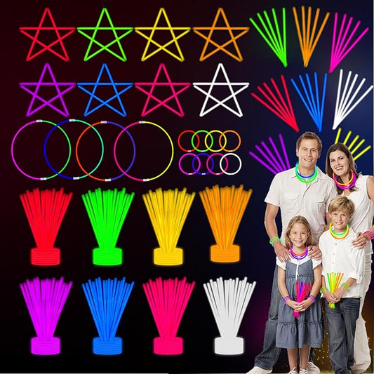 75 Glow Sticks Bracelets and Necklaces, 8'' Glowsticks Bulk Pack Bright Glow in the Dark Party Supplies for Kids (Multicolor)