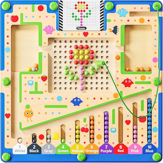 Magnetic Color and Number Maze, Montessori Toys, Toddler & Kids Games Designed for Preschool Learning Activities, Enhancing Fine Motor Skills & Cognitive Growth, 3+ Year Old Birthday Gift