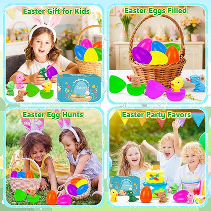 Easter Dinosaur Toys for Kids, 6 Pack Filled Easter Egg with Dinosaur Tongue Out Squeeze Toys, Funny Novelty Toys for Boys & Girls,Perfect for Easter Hunt,Basket Stuffers & Party Favors