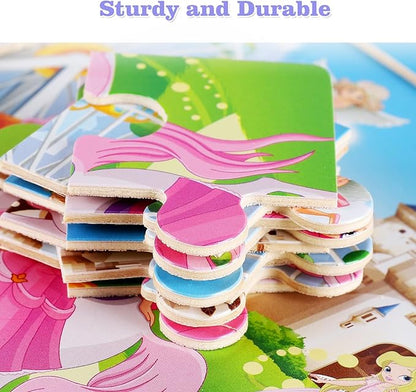 Wooden Puzzles for Toddlers 2-5 Years Old(Set of 6), 9 Pieces Preschool Educational and Learning Animal Jigsaw Puzzle Toy Gift Set for Girls