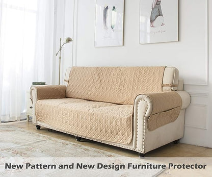 Ameritex Couch Sofa Slipcover 100% Waterproof Nonslip Quilted Furniture Protector Slipcover for Dogs, Children, Pets Sofa Slipcover Machine Washable (Sand, 68")