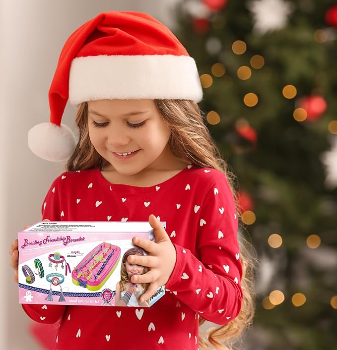 Friendship Girls Bracelet Making Kit - DIY Bracelet Kits Kids Toys Girls Gifts Ideas Ages 6 7 8 9 10 11 12 Year Old Birthday Present for Teen Girl Arts and Crafts String Maker Tool Travel Activity Set