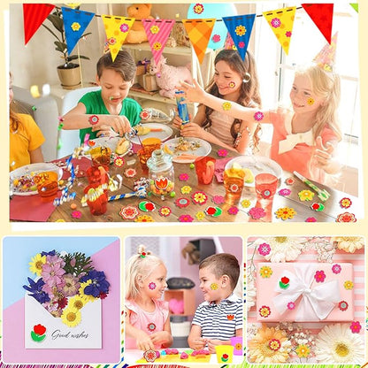 JULBEAR Flower Foam Sticker, 300Pcs Bulk Spring Self-Adhesive Foam Stickers Colorful Mixed Stickers for Kids Party DIY Crafts Favor Decorations Supplies