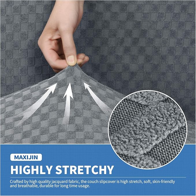 MAXIJIN Oversized Recliner Covers That Stay in Place 4 Pieces Stretch Large Recliner Chair Covers Jacquard Dogs Cats Proof Reclining Slipcovers with Elastic Bottom (XL Recliner, Light Gray)