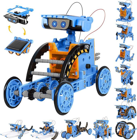 Sillbird STEM 12in1 Solar Robot Toys for Ages 8-13, Solar and Cell Powered Dual Drive Motor DIY Building Science Educational Kit, Gift for Kids 8 9 10 11 12 13 Years Old
