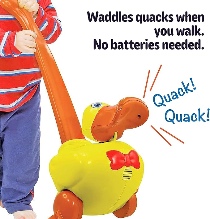 Baby to Toddler Push Toy with Quacking Sounds and Waddling Action, Walking Toy for 1-3 Year Olds, Great for 1 Year Old Learning to Walk - Yellow