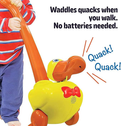 Baby to Toddler Push Toy with Quacking Sounds and Waddling Action, Walking Toy for 1-3 Year Olds, Great for 1 Year Old Learning to Walk - Yellow
