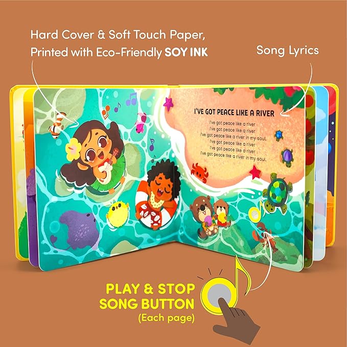 Praise The Lord Christian Sound Books for Kids - 6 Bible Songs for Toddlers – Christian Easter Gifts for Kids, Baby Books & Toys for Kids - Easter Basket Essentials, Baptism, Christening Baby Gifts