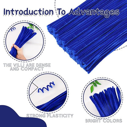 100Pcs Pipe Cleaners, Pipe Cleaners Craft, Chenille Stems Creative Craft Pipe Cleaners Flowers for Festivals Decorations, Crafting Pipe Cleaners Supplies for DIY Arts Making/Royal Blue