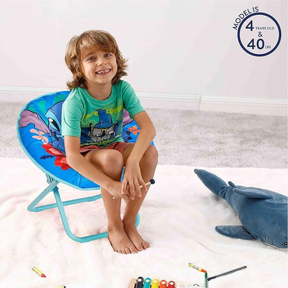 Idea Nuova Disney Stitch 19” Frame Folding Toddler Saucer™ Chair with Cushion, Ages 3+