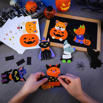 30 Sets Halloween Craft Kit for Kids DIY Halloween Pets Magnet Craft Make Your Own Pets Craft for Kindergarten Preschool Halloween Fun Classroom Home Activity Party Supplies
