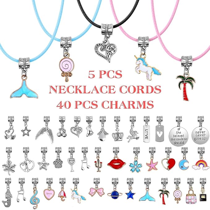 Mckanti 150 Pieces Charm Bracelet Making Kit for Girls, Charm Bracelets Jewelry Making Kit with Beads Bracelets Charms Necklace DIY Crafts Gifts Set for Teen Girls Kids Age 8-12