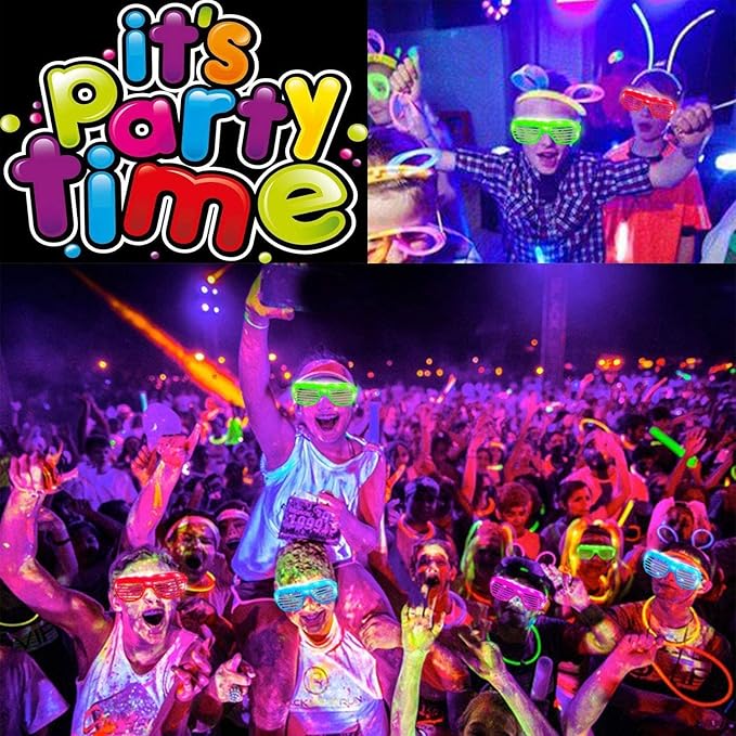 30 Pack LED Glasses Glow in The Dark Party Supplies Glow Sticks Glasses Party Favors Rave Neon Shutter Shades Light Up Glasses Sunglasses Party Favors for Kids/Adults Birthday Wedding Cosplay