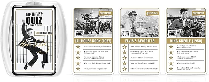 Top Trumps Elvis Presley: Quiz Games - Trivia Quiz - Kids Games - Games for Adults - Great Travel Games and Road Trip Games - Trivia Outdoor Games - Elvis Trivia 2+ Players
