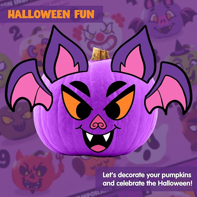 Klever Kits Halloween Pumpkin Painting Kit, Party Favor for Kids, Halloween Arts Crafts Party Supplies, Glowing in The Dark Pumpkin Decorating Kit, DIY Coloring Set for Classroom Activities Games