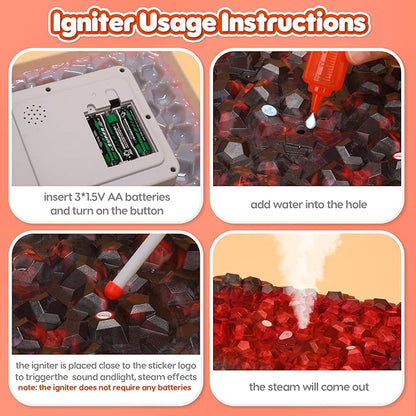 CUTE STONE Kids BBQ Grill Playset, Kitchen Toy Set, Realistic Smoke, Sound & Light,Kitchen Grill Playset,Toy Kitchen Accessories, Indoor Outdoor Interactive Pretend Play Toys for Boys Girls, 23.6" H