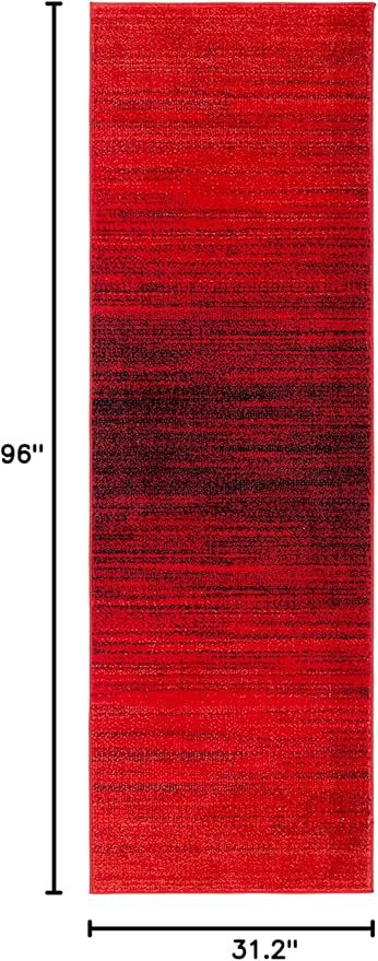 SAFAVIEH Adirondack Collection Runner Rug - 2'6" x 8', Red & Black, Modern Ombre Design, Non-Shedding & Easy Care, Ideal for High Traffic Areas in Living Room, Bedroom (ADR142Q)