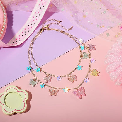 PinkSheep Toddler Jewelry Kids Jewelry Kids Necklace Choker and Bracelet 3 Pack 9pcs, Little Girls Jewelry In Box, Flower Girl Gift Kids Girls Accessories