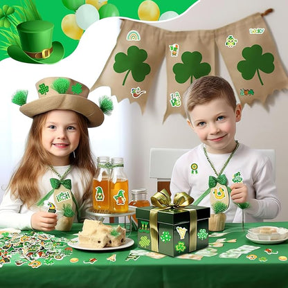 JULBEAR St. Patrick's Day Foam Sticker, 300Pcs Shamrock Colorful Printing Self-Adhesive Campus Themed Foam Stickers for Irish Holiday Kids Party Favors DIY Crafts Decorations