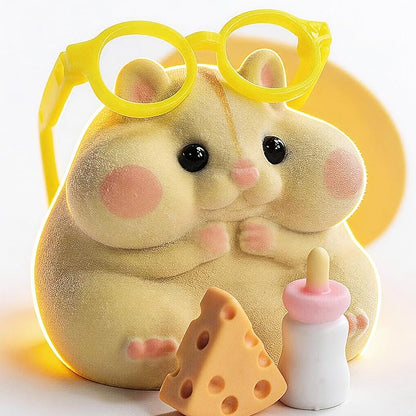 Handmade Taba Squishy Hamster Toy, Cute Squishy Hamster Fidget Toy, Realistic Hamster Toy, Soft Silicone Mochi Furry Toy, Stress Relief Gift for Adults & Kids, Sensory Anxiety Plushie (Yellow)