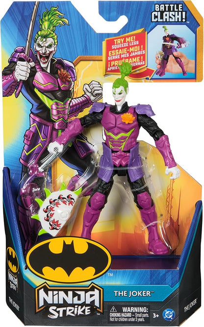 DC Comics, Batman Battle Clash 6” Ninja Strike The Joker Action Figure with 2 Ninja Accessories, Super Hero Kids Toys for Boys and Girls Ages 3 & Up