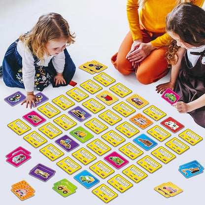 gisgfim 50 Pairs Memory Matching Game for Kids Trucks Concentration Games for Preschool Educational Ages 4-8 A Fun & Fast Vehicle Theme Memory Matching Games