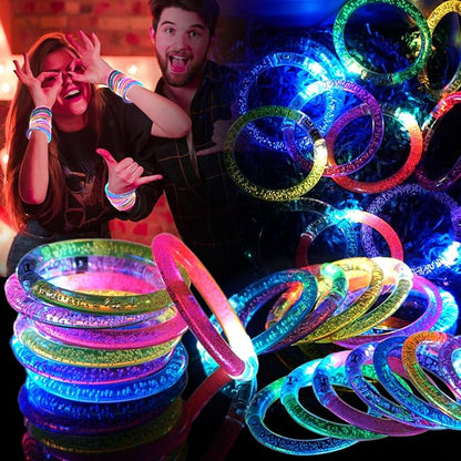 28 Pack Glow Bracelets, Glow in the Dark Party Supplies, 6 Color LED Light Up Bracelets for Adults & Kids Birthday Party Favors, Concert, New Year, Carnival, Raves