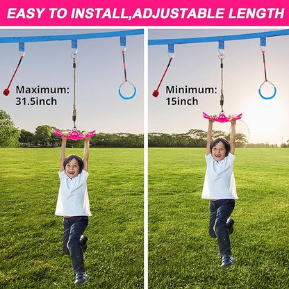 YAMIPROBI Ninja-Twister Swing Spins Set: Slackline Attachments - 360° Handle Twist-Spin Flips Toy Activate Ninja Powers - Ninja Warrior Accessories - Kids Ninja Hang Toys for Playground Backyard,Pink