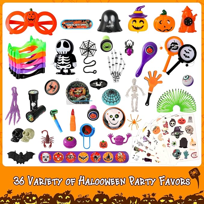 MGparty 200 Pcs Halloween Party Favors Bulk For Kids and Adult, Halloween Party Favors Prizes Box Toy Assortment, Carnival Game Prizes,Treasure Box Toys for Classroom,Birthday Gifts,Fidget Toys