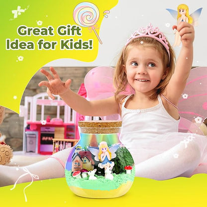 Fairy Terrarium Crafts Kit for Girls - Make Your OWN Unicorn Night Light with 16 Modes LED Remote - Unicorn Birthday Gifts Toys for Girls Ages 5 6 7 8 9 10 Year Old - Best Christmas Gifts for Girls