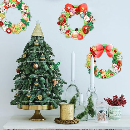Christmas Foam Wreath Craft Kits 16PCS DIY Christmas Ornament Foam Sticker Holiday Activity for Kids Christmas Party Decoration Supplies
