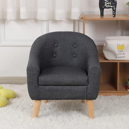 Single PVC Kids Sofa Chair, Toddler Sofa Couch with Wooden Legs, Ideal Children Armchair for Children Gift (Gray)